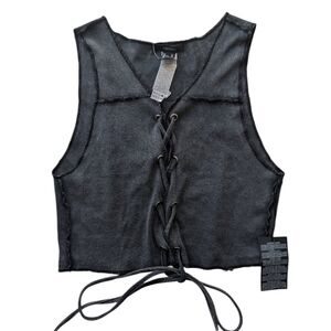 Forever 21 Black Lace-Up Tank Top